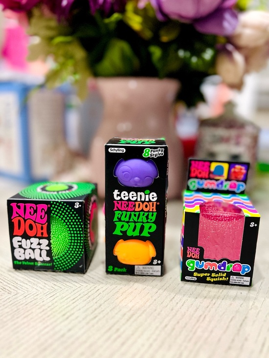 Schylling Handbags - NEEDOH Fuzz Ball Green, Teenie Needoh Funky PUP, & Needoh Gumdrop Pink AUTHENTIC